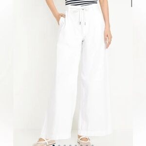 Old Navy Women's White High-Rise Drapey Drawcord Wide Leg Pants 10